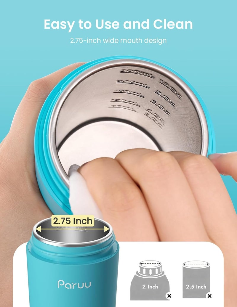 Paruu Portable Bottle Warmer for Travel, Easy-Clean Wide Mouth, Portable Milk Warmer with Fast Heating for Night Feeding, 7-Temp Control, Large 12oz Capacity, Ideal Gifts for New Parents, Blue - Image 3